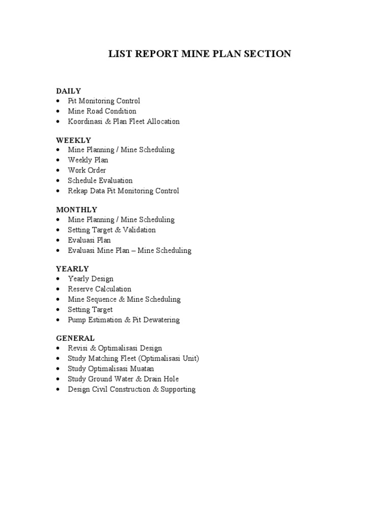 List Mine Plan | PDF