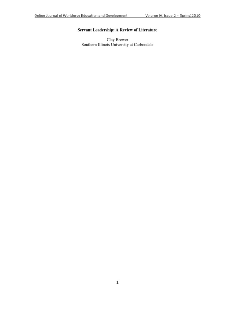 Servant Leadership Literature Review | PDF | Servant Leadership | Job ...