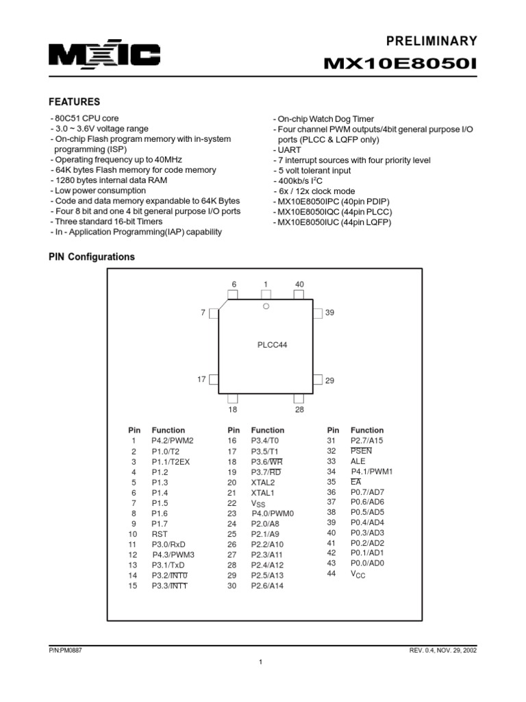 MX10E8050I Microcontroller Overview | PDF | Random Access Memory ...