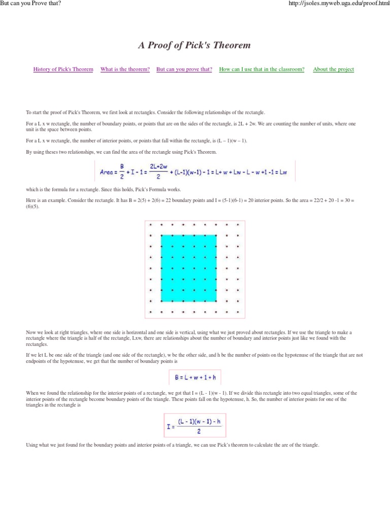 Proof of Pick's Theorem Explained | PDF | Triangle | Polygon