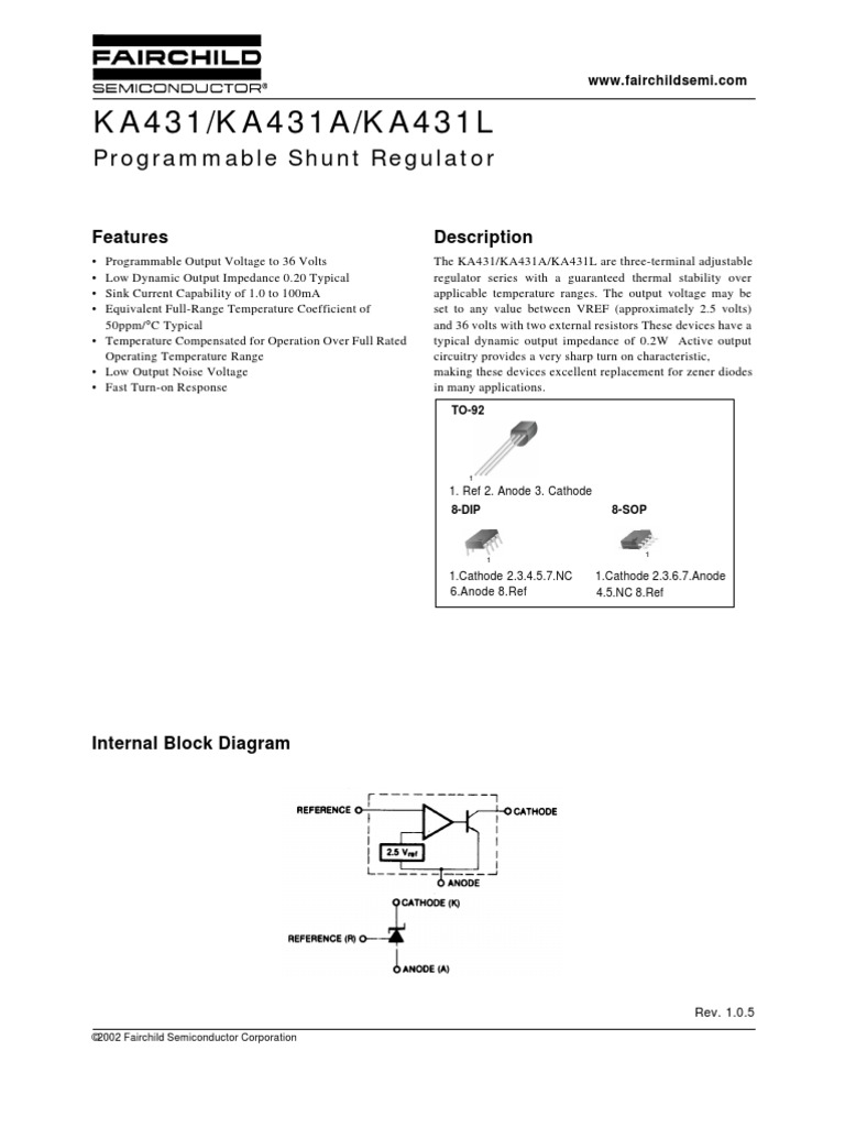KA431/KA431A/KA431L: Programmable Shunt Regulator | PDF | Science ...