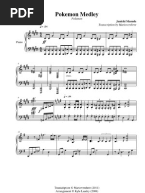 Pokemon Medley Piano Sheet Music Pdf Pokemon Nintendo