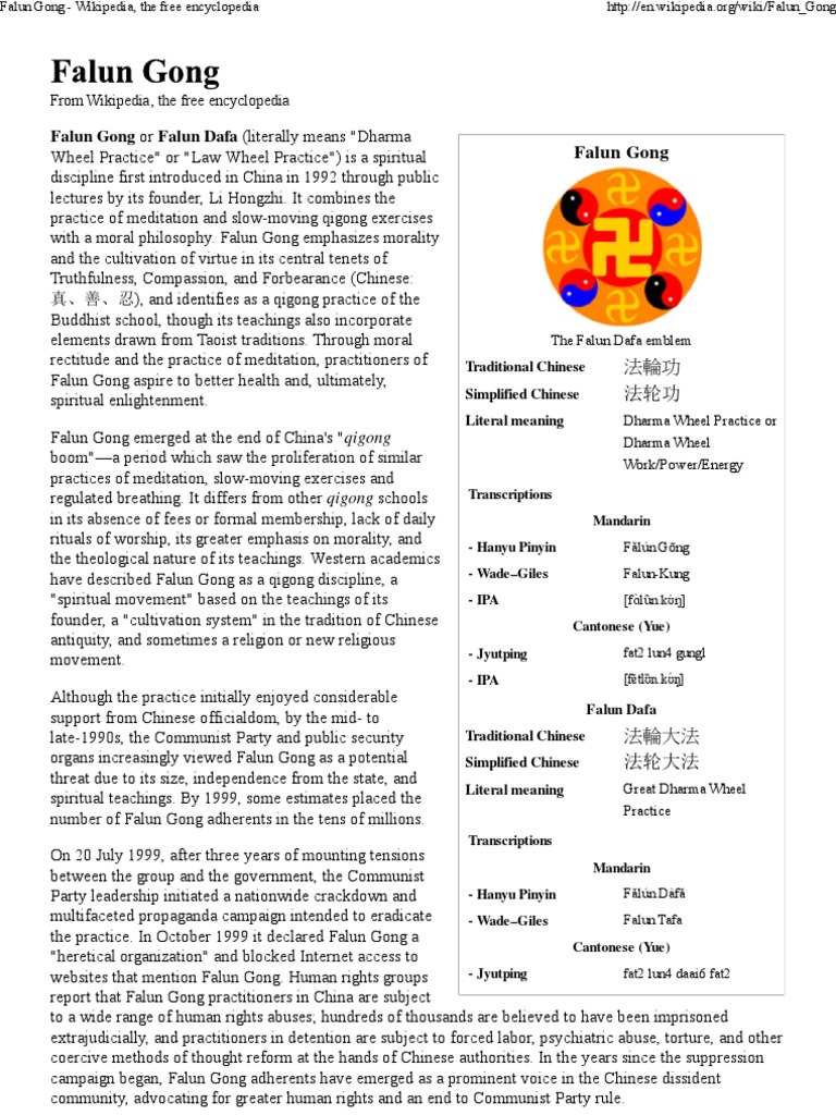 Falun Gong Wikipedia, The Free Encyclopedia Qigong Religion And