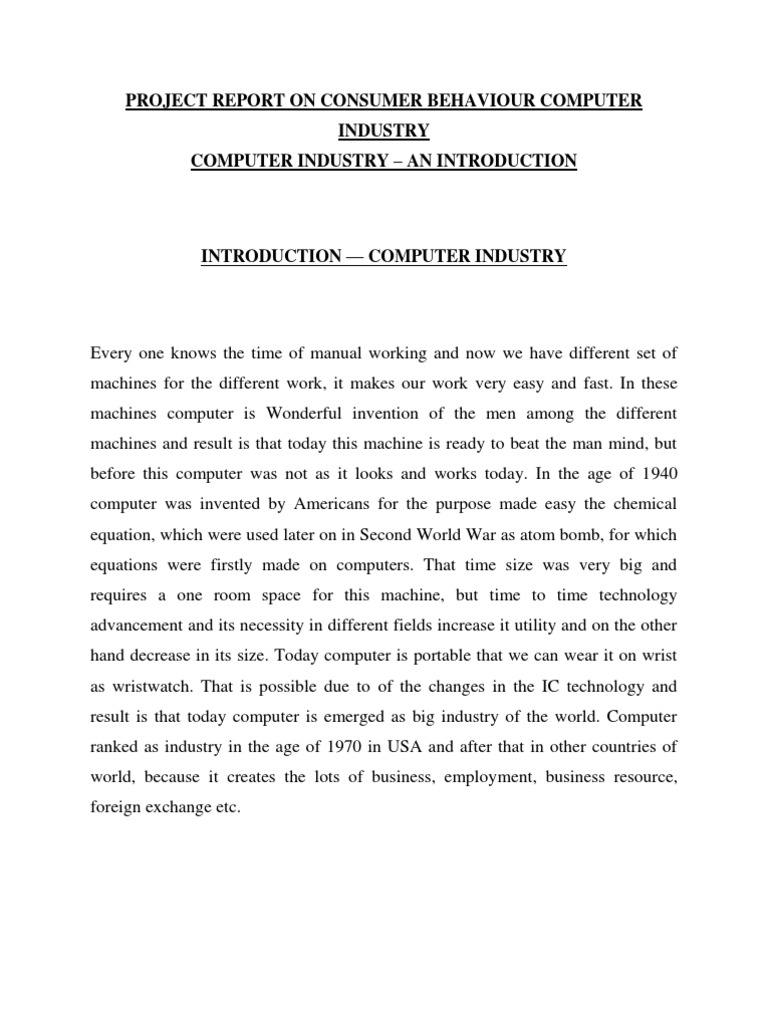 Project Report On Consumer Behaviour Computer Industry | PDF | Advanced ...