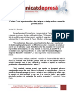 PSD - Comunicat de Presa - Europarlamentarul Corina Cretu - Protest Fata de Denigrarea Imigrantilor Romani in Presa Italiana - 16.07.2013