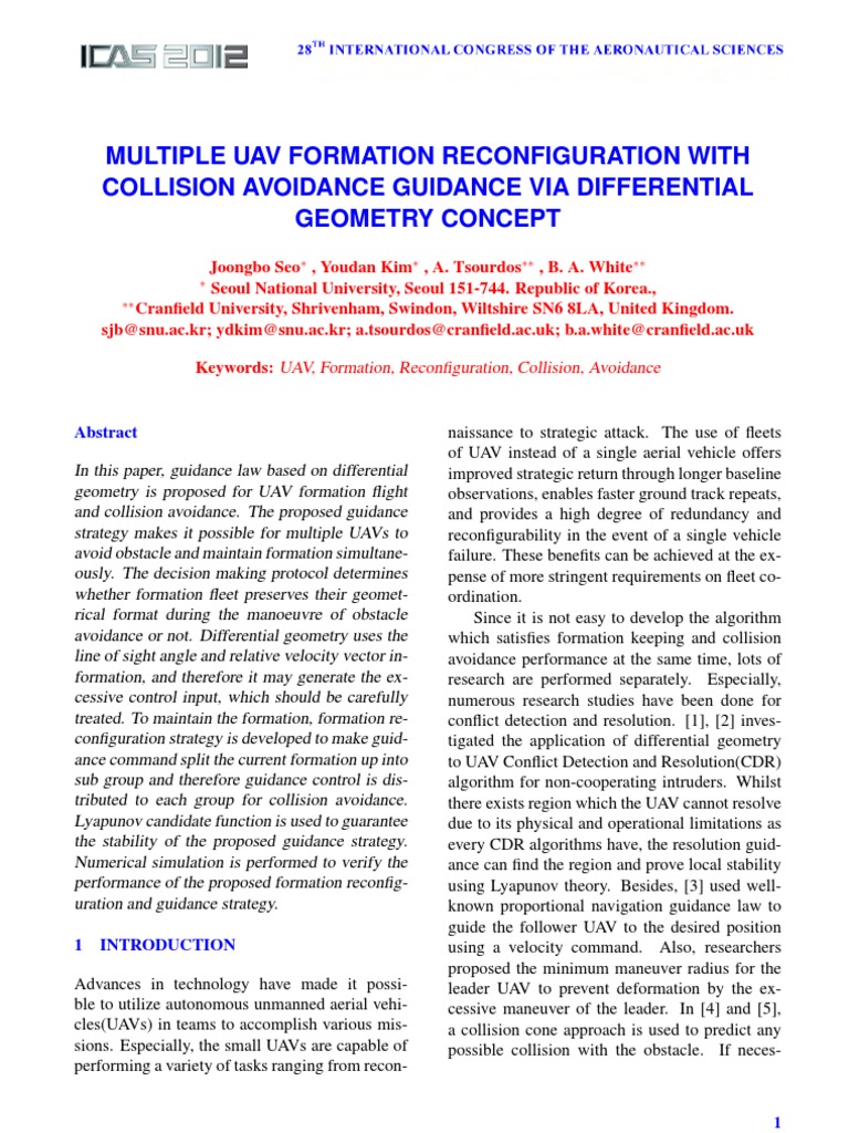 Multiple Uav Formation Reconfiguration With Collision Avoidance ...