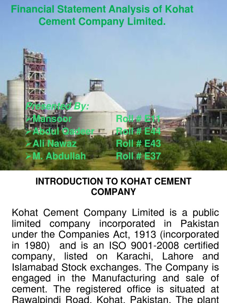 Financial statement analysis of kohat cement company limited Dividend