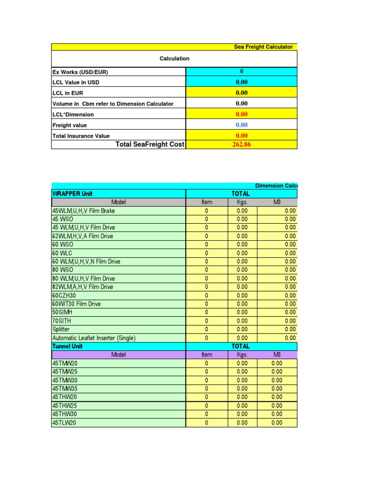 Sea and Air Freight Cost Calculator | PDF | Consumer Goods | Trade