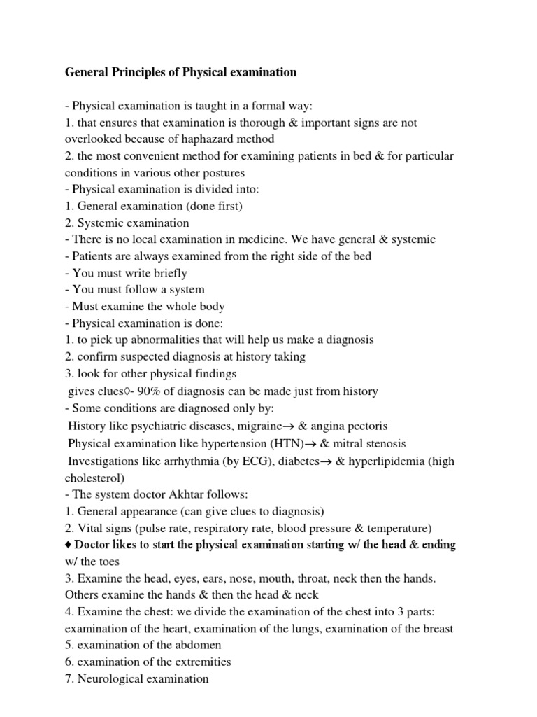 General Principles of Physical Examination PDF Physical Examination