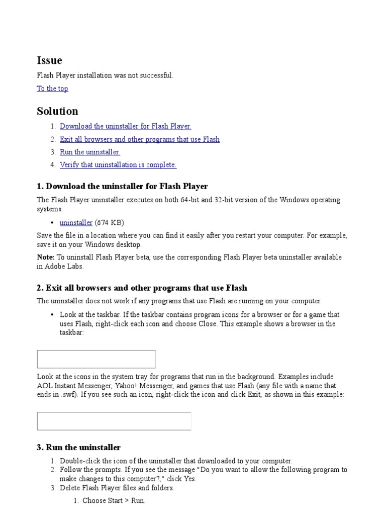 Uninstalling Flash Player Guide | PDF | Games & Activities | Computers