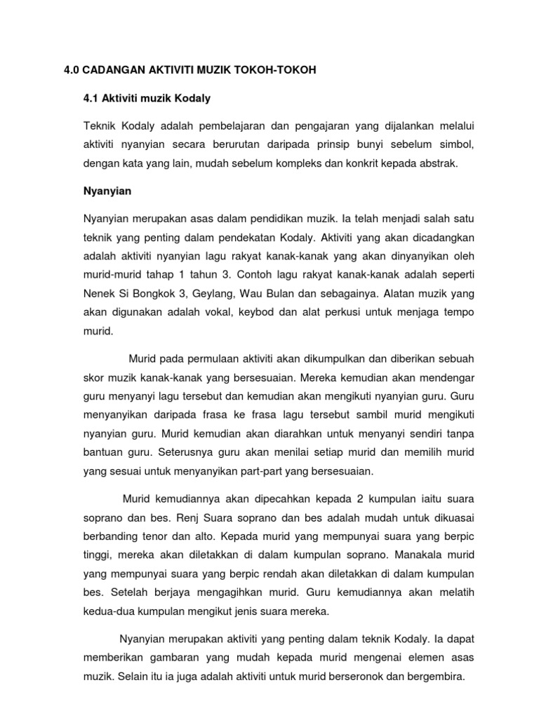 Aktiviti Pendekatan Muzik Pdf