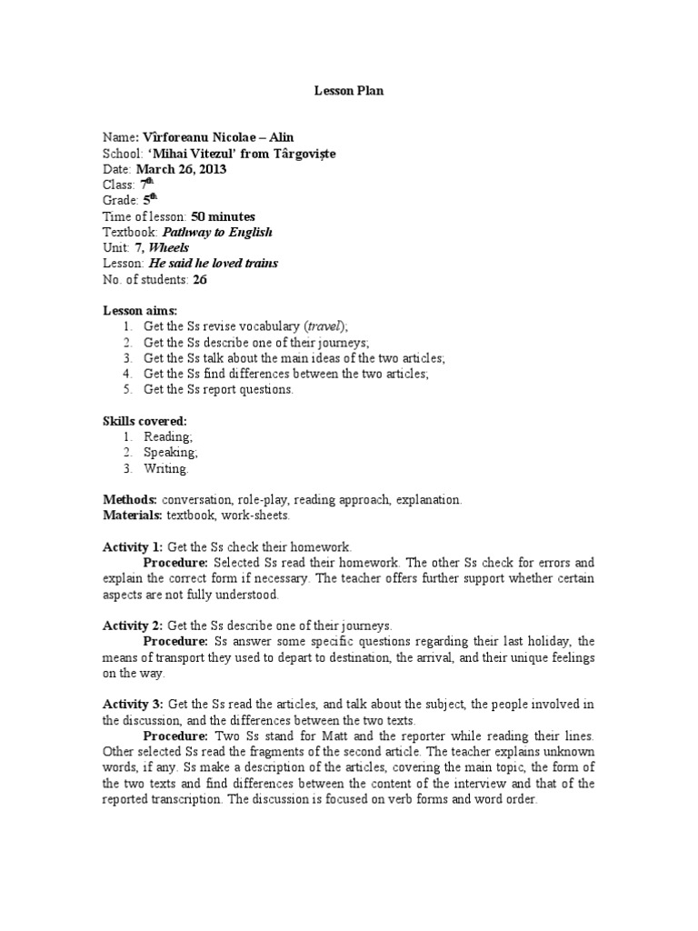 Lesson Plan | PDF | Lesson Plan | Human Communication