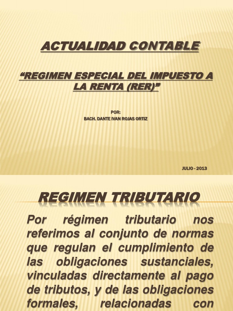Régimen Especial del Impuesto a la Renta | PDF | Impuesto sobre la ...