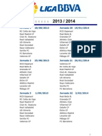 Calendario Liga Bbva 2013-14