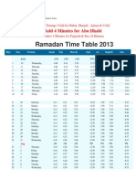 UAE Ramadan Time Table 2013