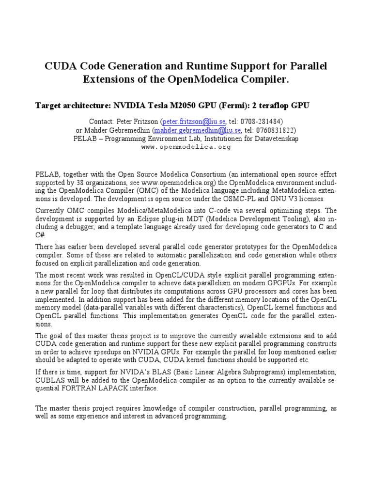 CUDA Support for OpenModelica Compiler | PDF | Parallel Computing ...