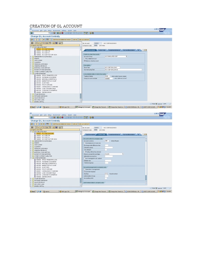 GL Account Creation and Depreciation Setup | PDF | Finance & Money ...