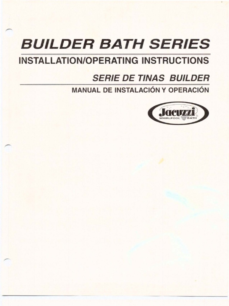 Jacuzzi Whirlpool Bath Builder Bath Series Instructions | Download Free ...