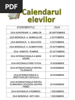 Calendarul evenimentelor