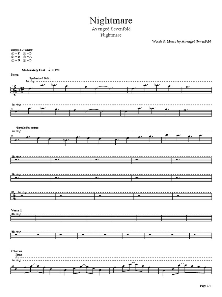 Avenged Sevenfold Nightmare Piano | PDF | Music Technology | Chordophones