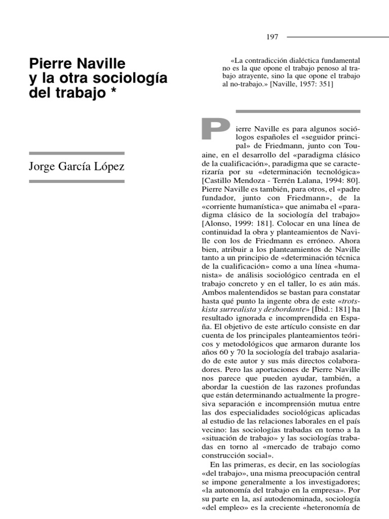 Pierre Naville y la sociología del trabajo | PDF | Salario | Estado ...