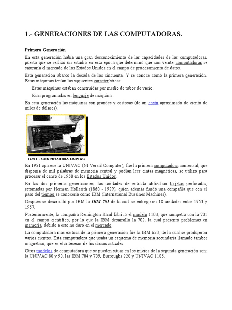 Evolución de las Generaciones de Computadoras | PDF | Dispositivo de ...