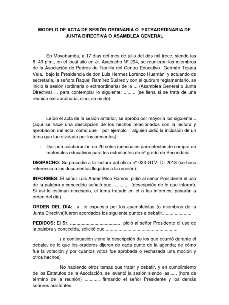 Acta De Hechos Doc - About Quotes m