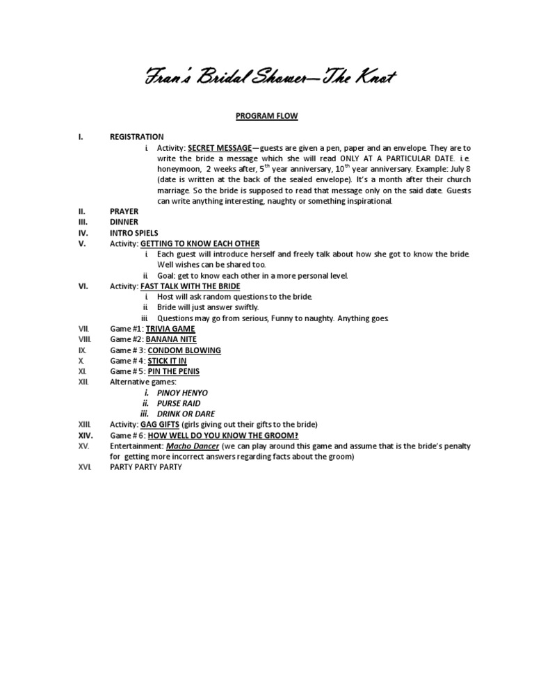 Bridal Shower Program PDF