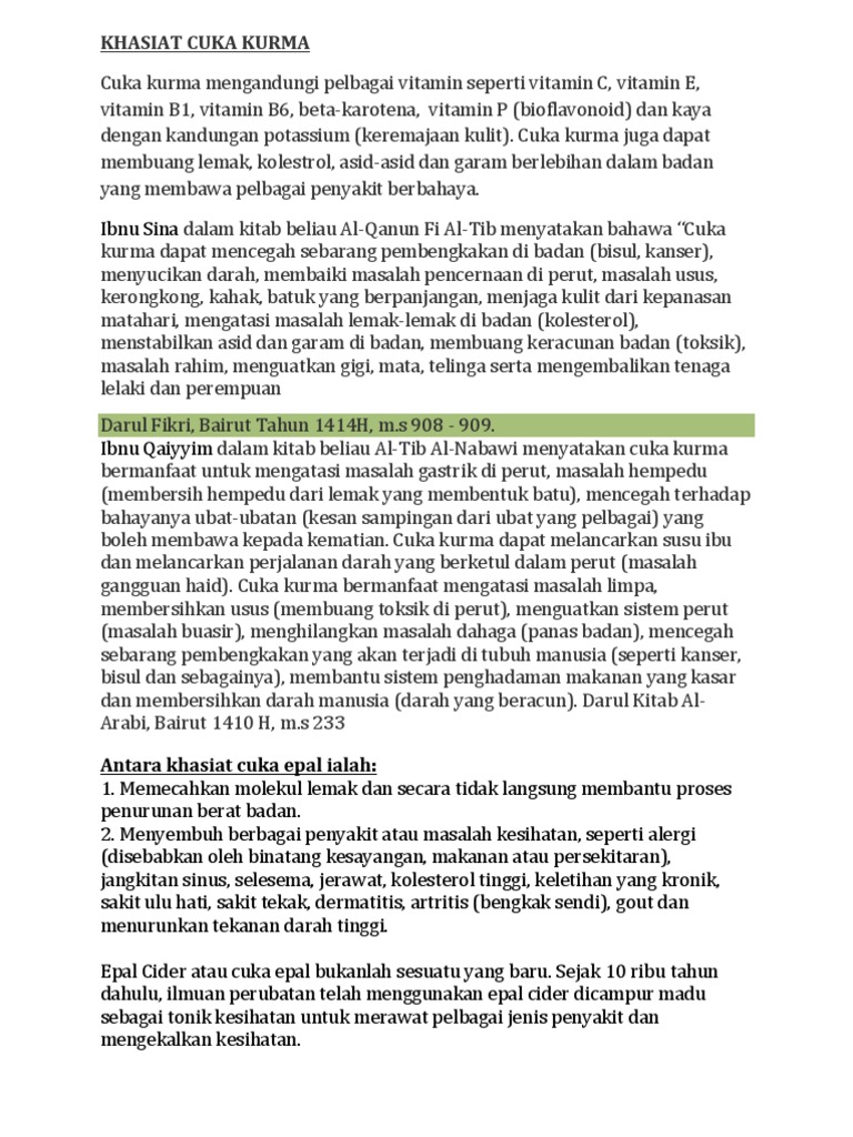 Khasiat Cuka Kurma