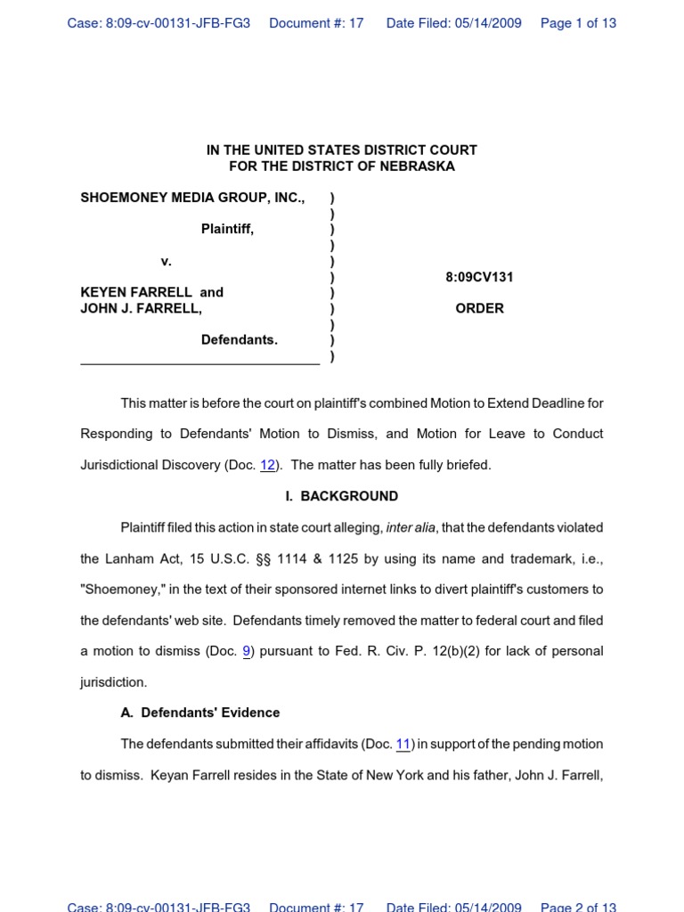 17 Order Granting Motion To Conduct Jurisdictional Discovery PDF Ad