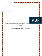 Analysis On Different Types of Investment Plans FOR Sundaram Finance Pvt. LTD