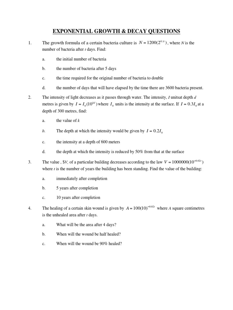 Exponential Growth and Decay Problems | PDF | Science & Mathematics