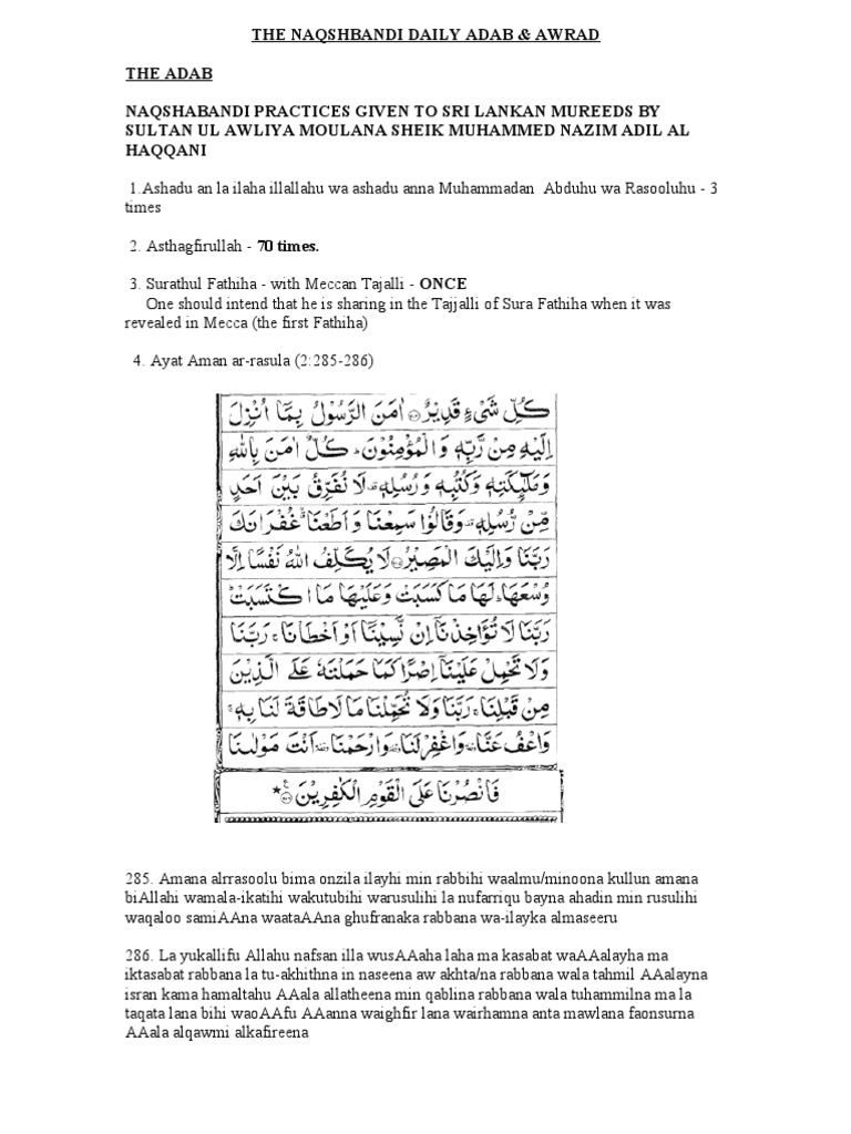 Naqshbandi Daily Adab & Awrad Guide | PDF | Religious Faiths ...