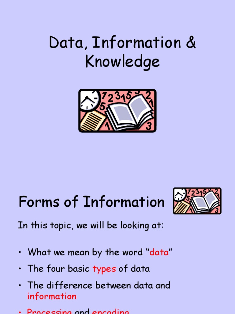1-1 Data, Information and Knowledge | PDF | Data | Code