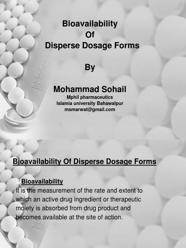 Measuring Bioavailability in Disperse Forms | PDF | Bioavailability ...