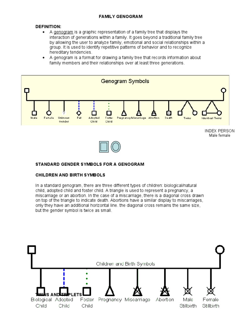 Family Genogram Definition Index Person Male female