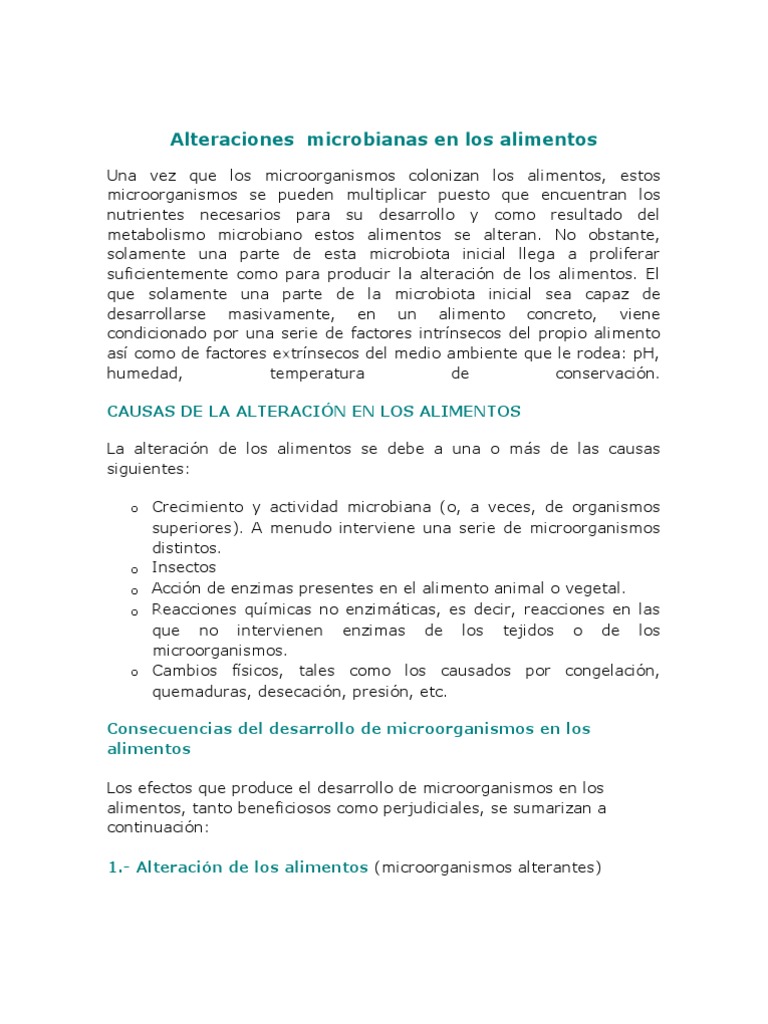 Alteraciones Microbianas en Los Alimentos | PDF | Leche | Alimentos