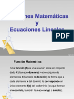 Funciones Matematicas y Ecuaciones Lineales