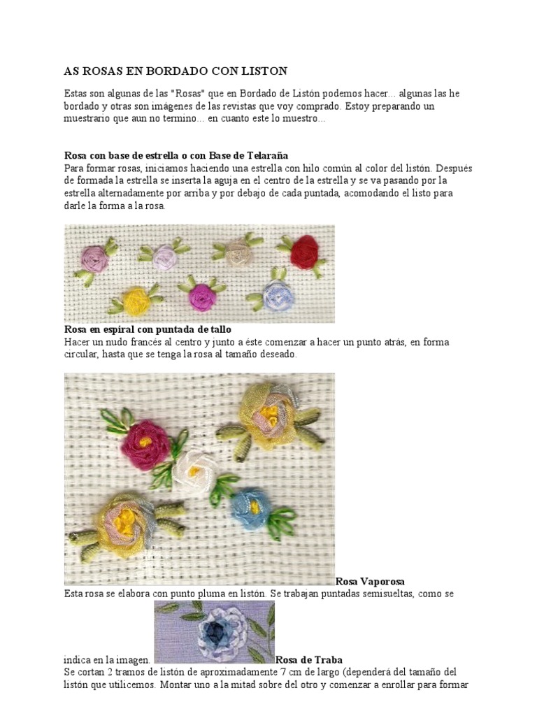 As Rosas en Bordado Con Liston | PDF | Rosa | Flores