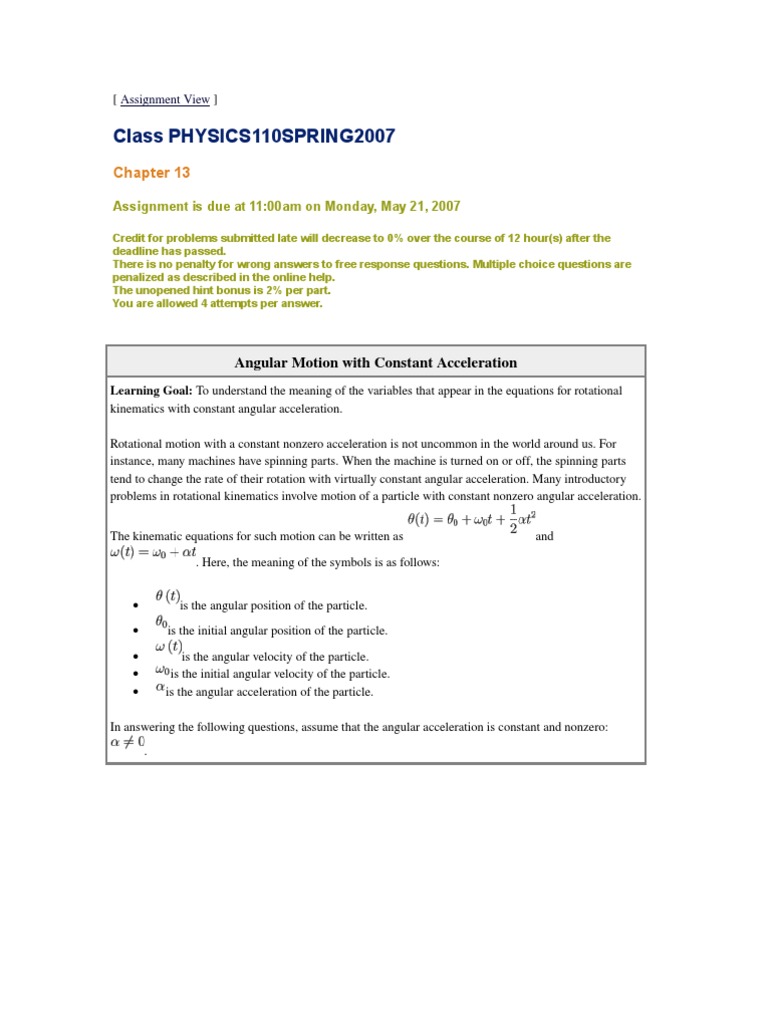 masteringphys13 Torque Rotation Around A Fixed Axis
