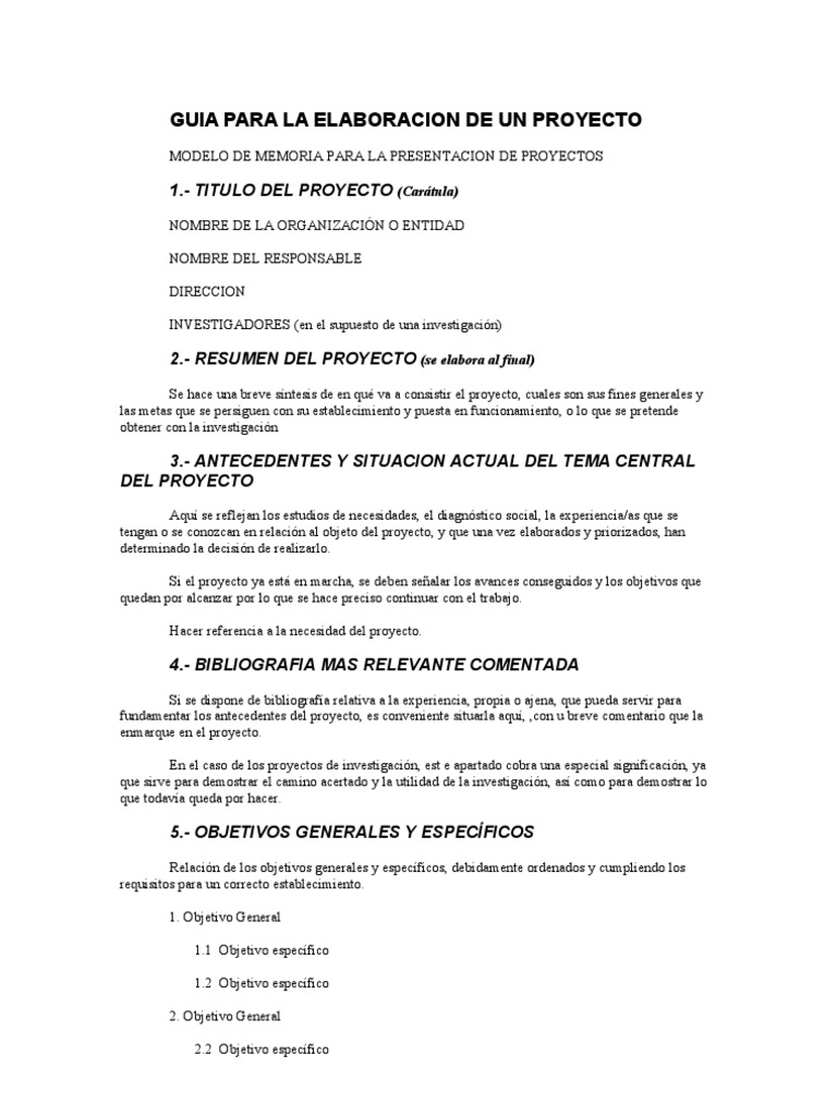 Guia para La Elaboracion de Un Proyecto 1224105949175024 8 | PDF ...
