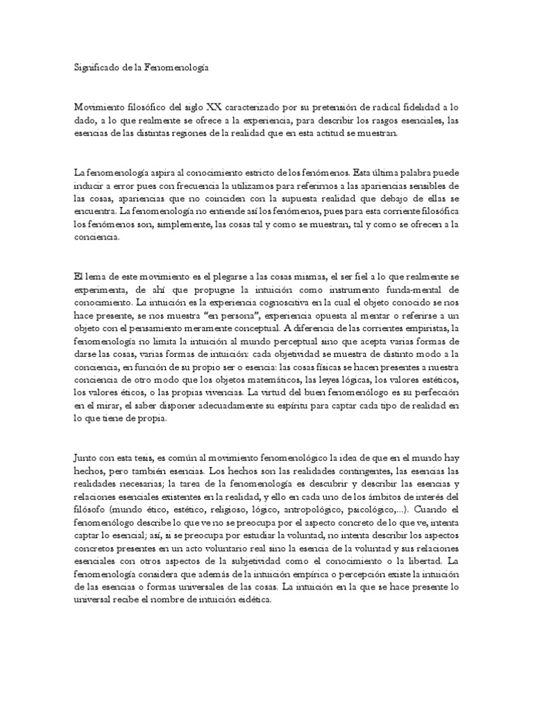 Significado de la Fenomenología.pdf Intuición Realidad