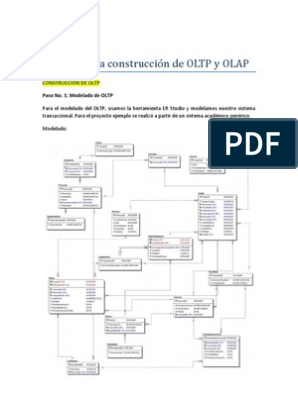 Pasos para La Creacion de BD OLTP y OLAP | PDF | SQL | Software de gestión  de datos