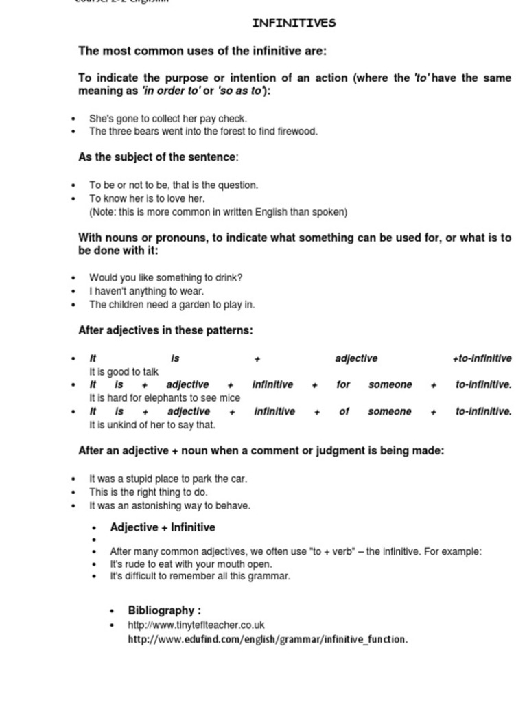 Understanding Infinitives in English | PDF