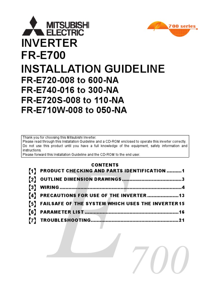 Mitsubishi E700 Variable frequency drive (VFD) Installation Guide | Power  Inverter | Electrical Wiring