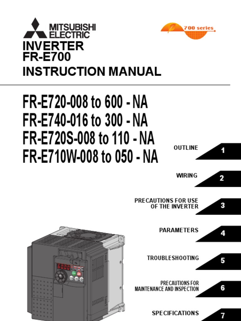 Mitsubishi E700 Variable frequency drive (VFD) Instruction Manual | Power  Inverter | Electrical Wiring
