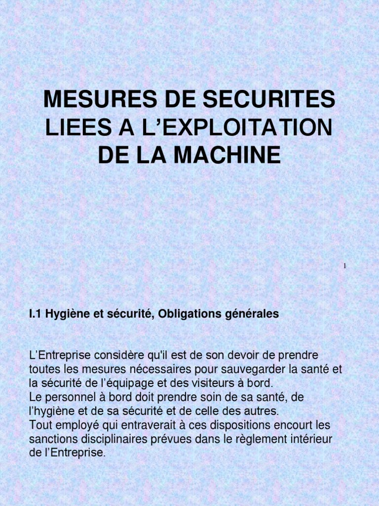 Mesures de Sécurité. Machine | PDF | Sécurité | Énergie et ressources