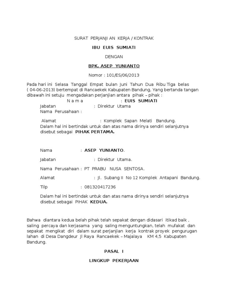 Surat Perjanji An Kerja Pdf