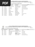 Pt. B.D. Sharma University of Health Sciences Rohtak Roll No Wise Result Gazette of B.Pharmacy Part-Iv Examination May-2013