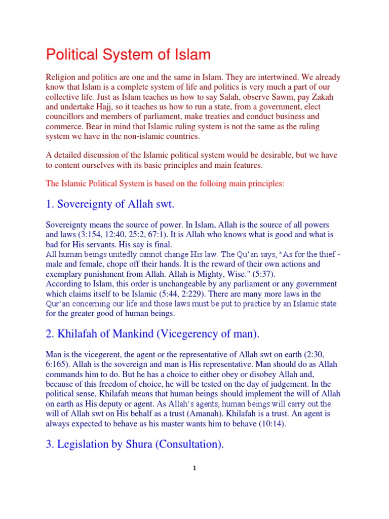 Political System of Islam Secularism Ummah